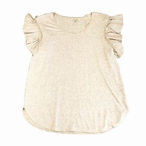 NWOT Max Studio Flowy Sleeves Top Crew Neck Rayon Spandex Cream Color Sz M